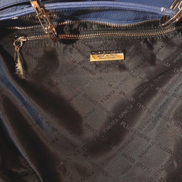 Plino Visona Blue Leather Bag - Picture 10 of 14